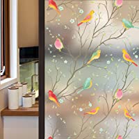 Lifetree Lámina de Vidrio para Ventanas- intimidad- Vidrio Esmerilado- estática- pájaro 44.5 x 200cm